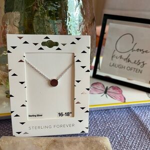 new sterling forever 16-18” necklace silver circle disc design delicate